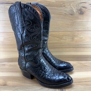 CUADRA Exotic Western Caiman Mens 7 Black Leather Boots Cowboy Western